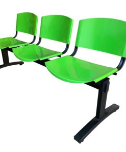Banqueta iso 3 cuerpos – asiento y respaldo metálico verde – estructura negra
