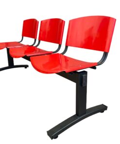 Banqueta iso 3 cuerpos – asiento y respaldo metálico roja – estructura negra