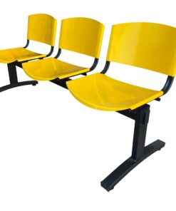Banqueta iso 3 cuerpos – asiento y respaldo metálico amarillo – estructura negra
